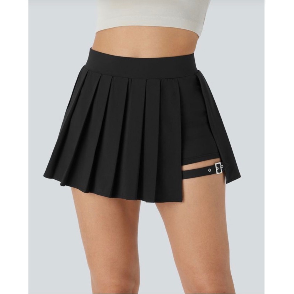 Halara Breezeful High Waisted Micro Mini Skort Black Pleated Tennis Skirt Small